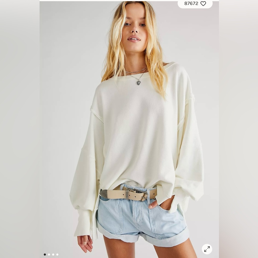 Free People We The Free Camden Sweatshirt - Size XS in Ivory